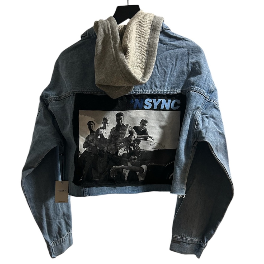NSYNC boy band crop jean jacket hoodie custom ONE OF A KIND creation by Rachelle